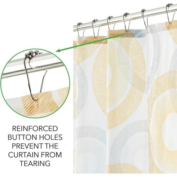 Fabric Shower Curtain Machine Washable Reinforced Buttonholes (233) - Picture 3 of 3
